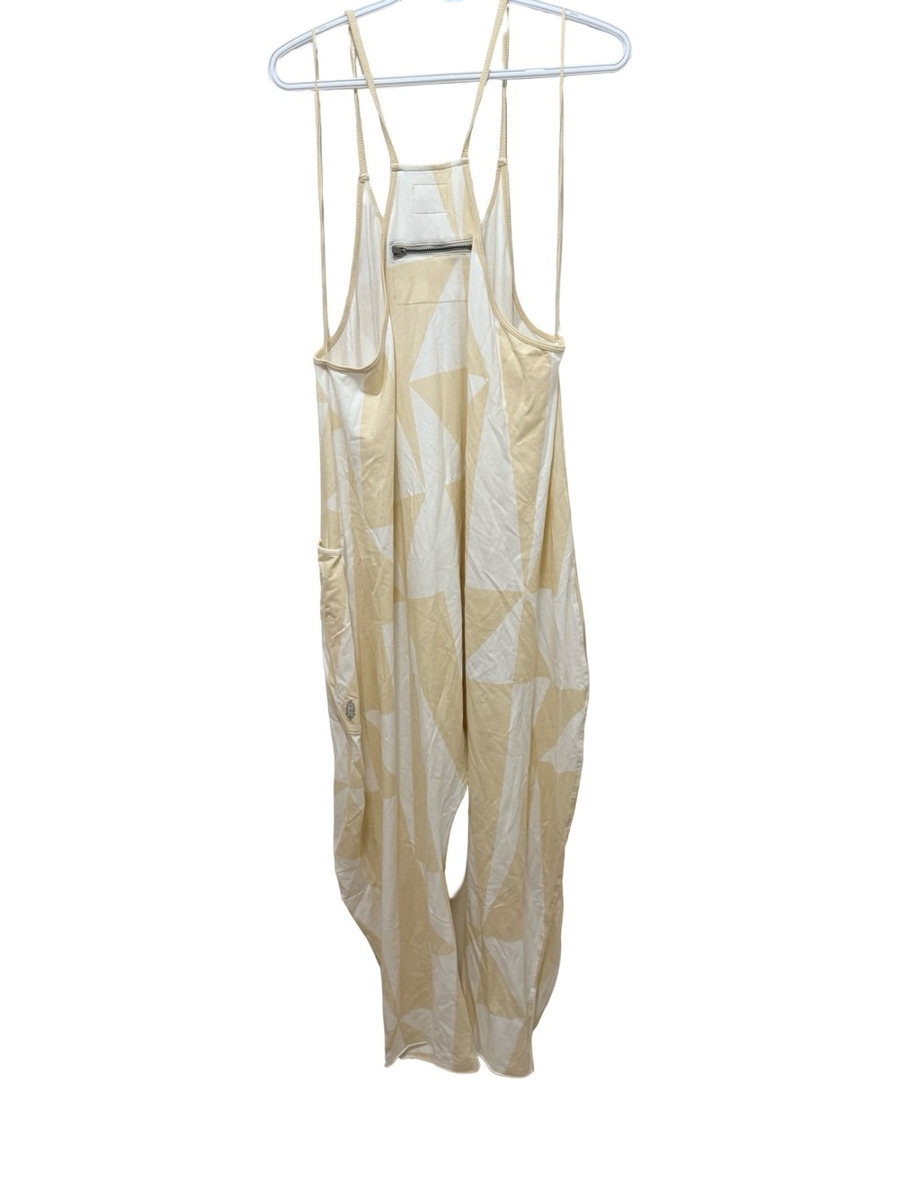 Free People hot shot onsie Beige & White Geometric Draped Jumpsuit